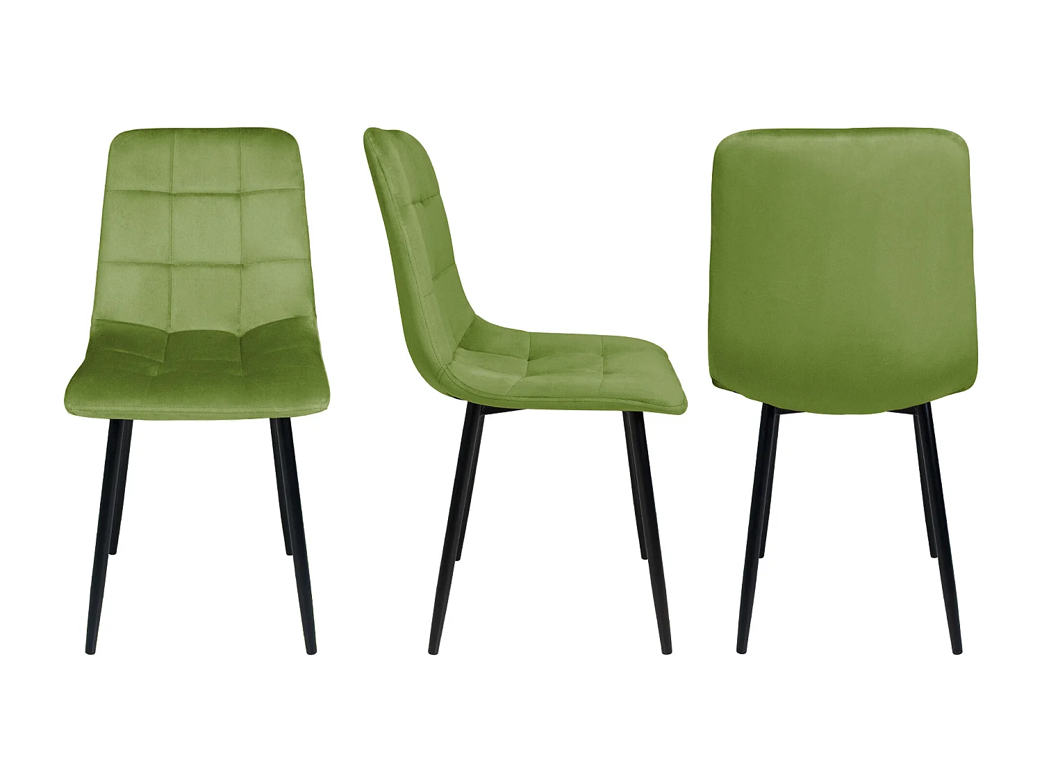 Sedia da pranzo imbottita in velluto verde pistacchio  mod. Karima (2pz.)