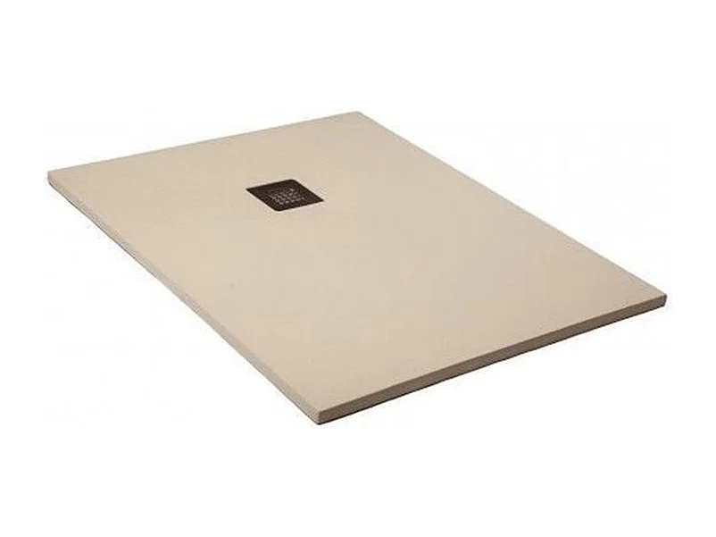 Receveur de Douche 75x145 cm Ligne Vulcano Extra Fin Blanc Perle Ral 1013 en Résine Synthétique et Poudre de Marbre avec Bonde Libre