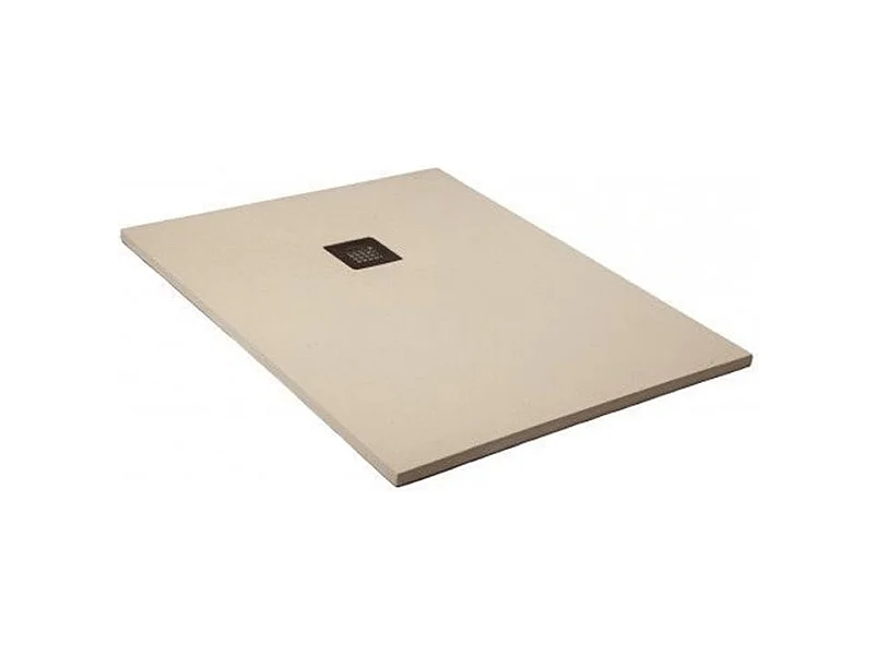 Receveur de Douche 155X120 cm Ligne Vulcano Extra Fin Blanc Perle Ral 1013 en Résine Synthétique et Poudre de Marbre Avec Drain Gratuit