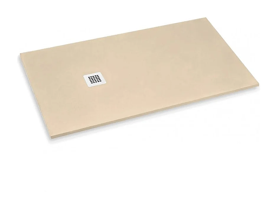 Receveur de Douche 70X75 cm Ligne Vulcano Extra Fin Ivoire Clair Ral 1015 en Résine Synthétique et Poudre de Marbre avec Bonde Libre