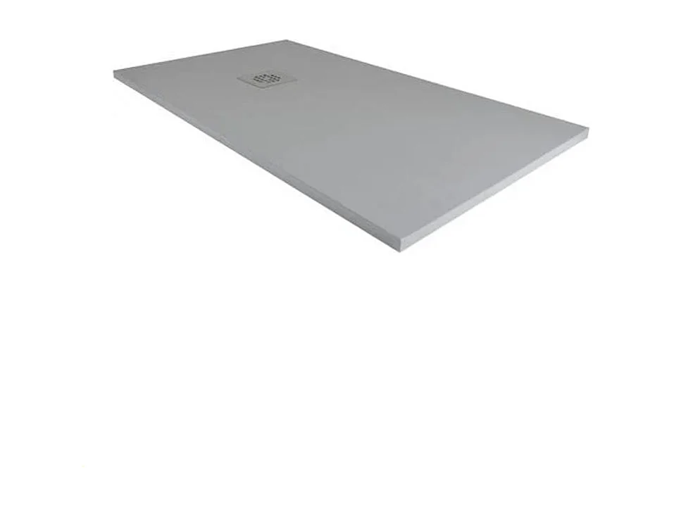 Receveur de Douche 100X185 cm Ligne Vulcano Extra Fin Gris Foncé Ral 7005 en Résine Synthétique et Poudre de Marbre Avec Drain Libre