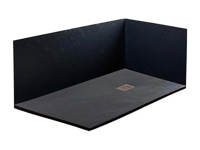 Duschwanne 110 x 105 cm Vulcano Line Extra Slim Schwarz aus Kunstharz und Marmorpulver mit kostenlosem Ablauf