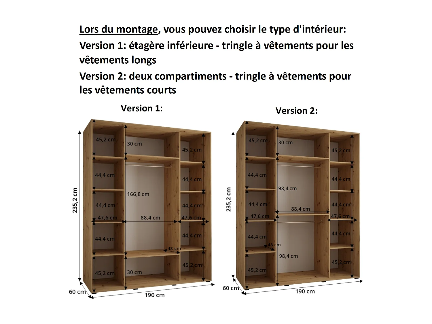 ARMOIRE DAVOS 13 À PORTES COULISSANTES 235,2/190/60 3 portes