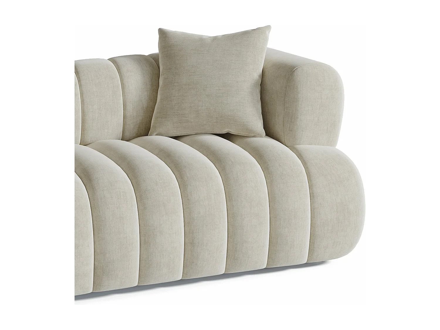 Canapé 3 places velours crème  225cm ROSS