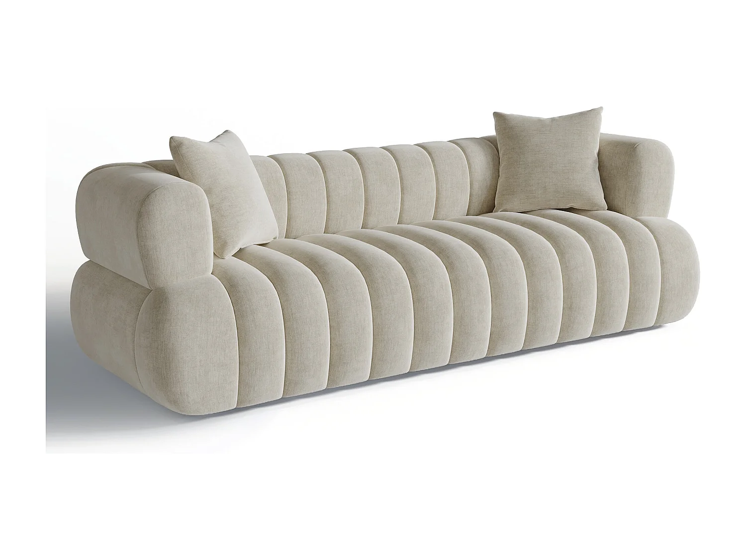 Canapé 3 places velours crème  225cm ROSS