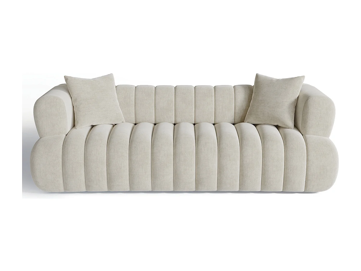 Canapé 3 places velours crème  225cm ROSS