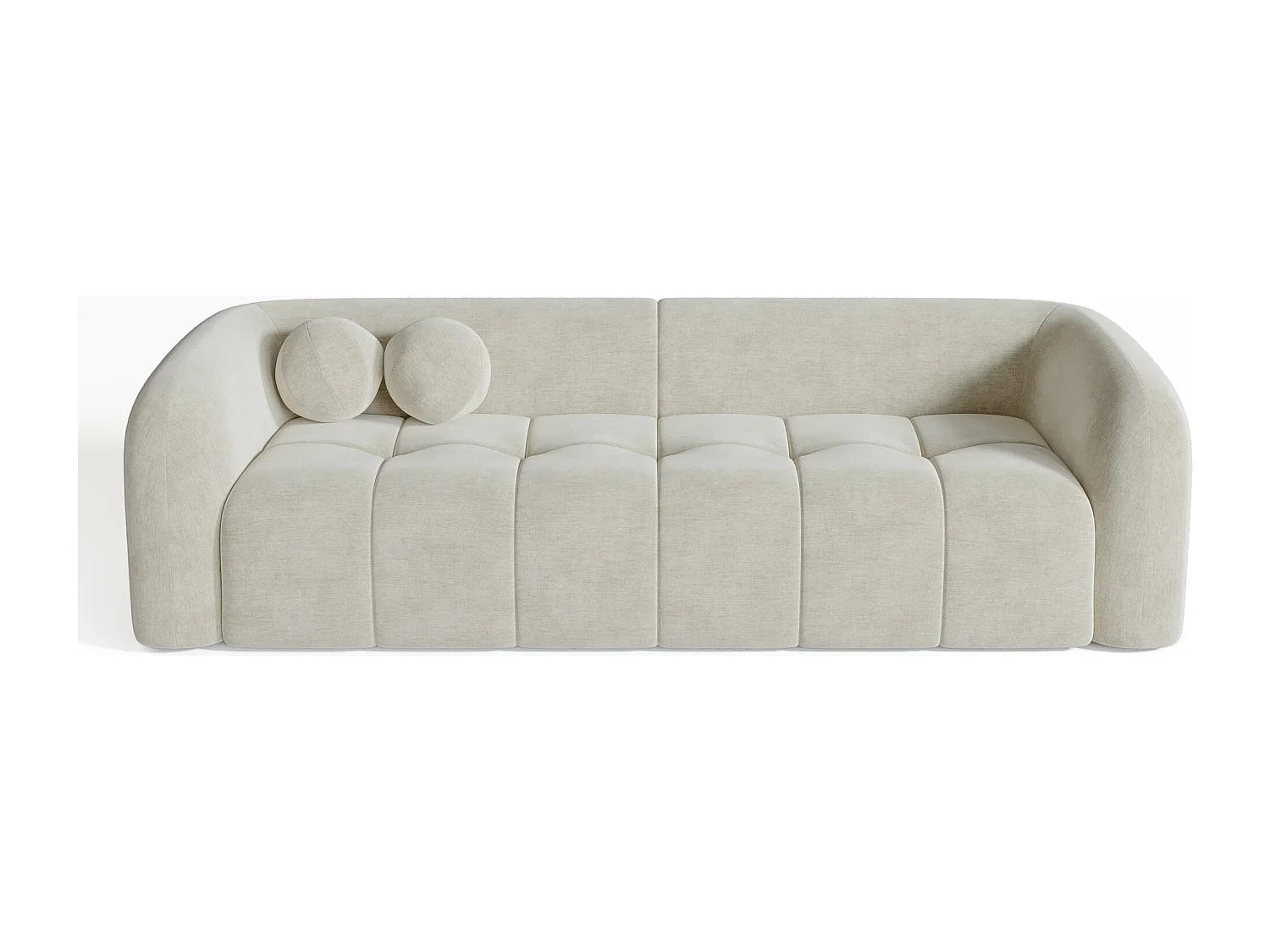 Canapé 3 places velours crème 226cm HAUSSMANN