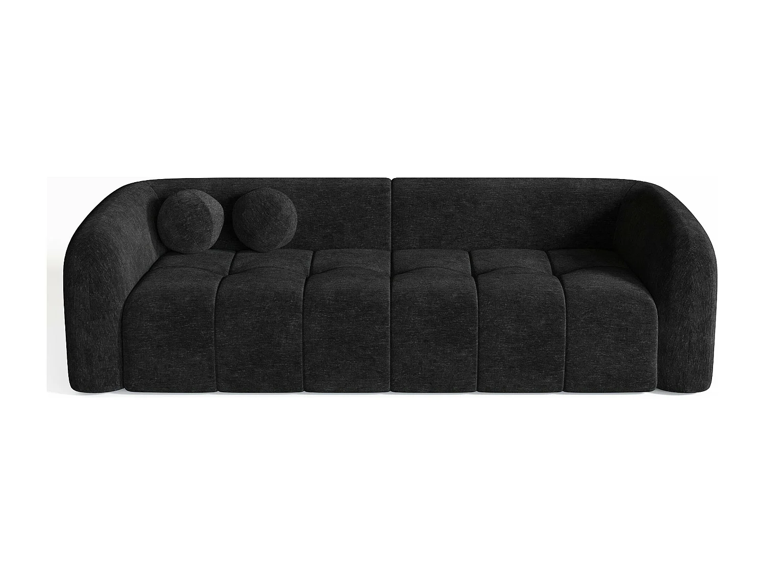 Canapé 3 places velours noir 226cm HAUSSMANN