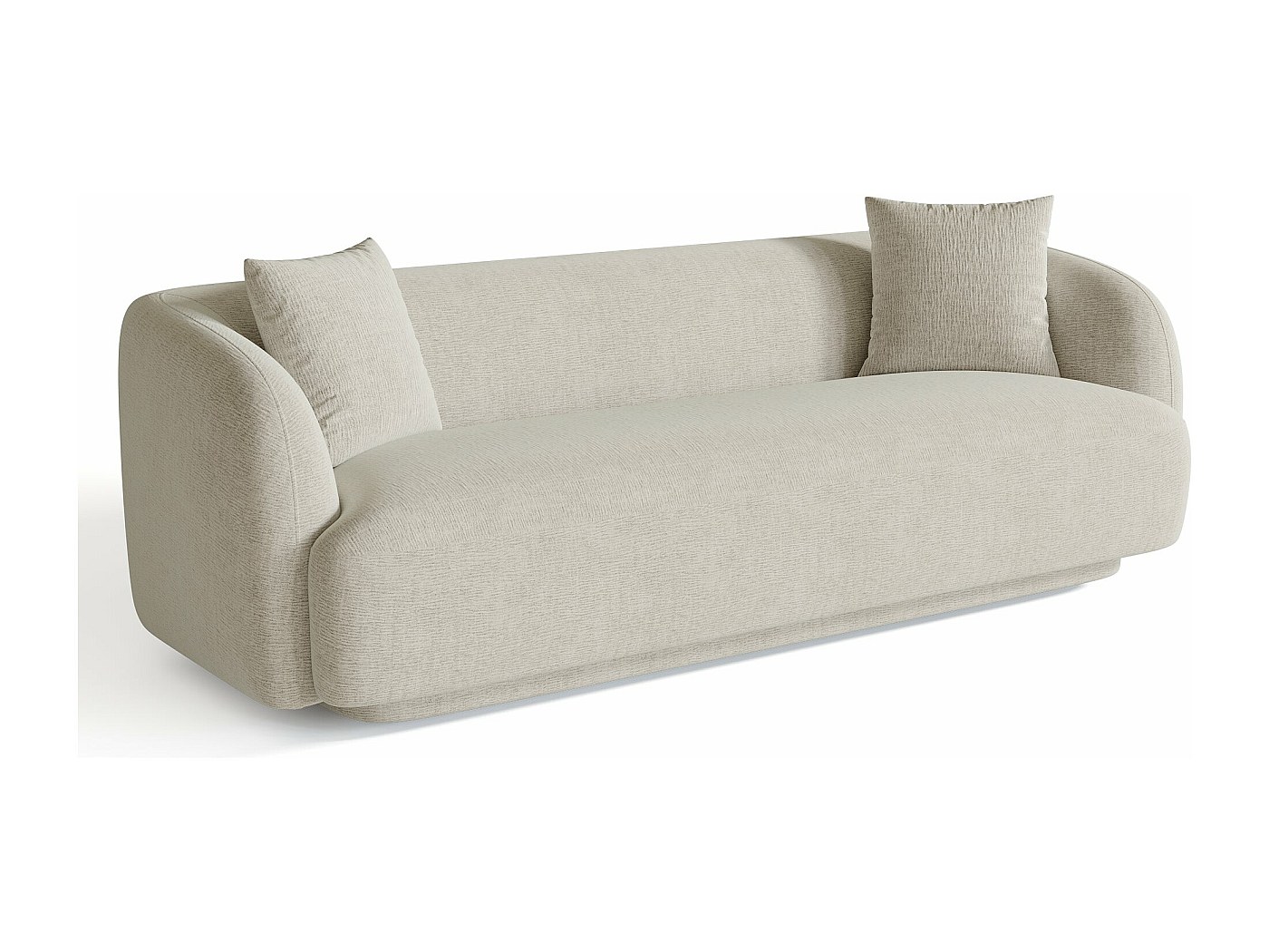 Canapé 3 places velours texturé crème 222cm