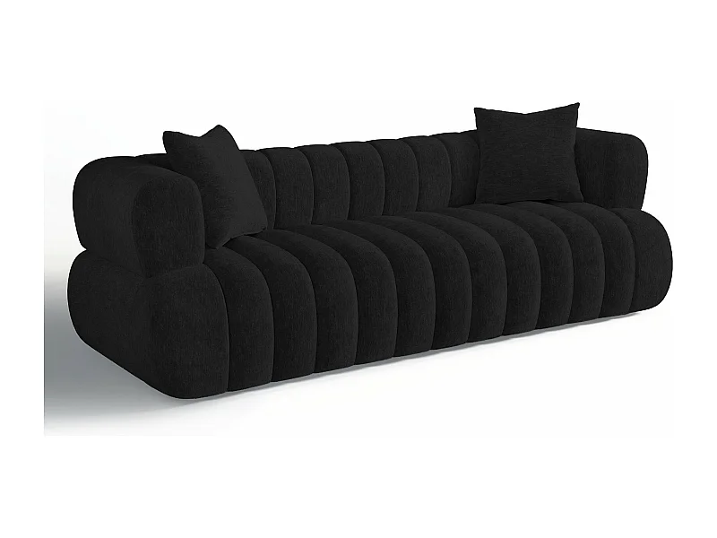 Canapé 3 places velours noir  225cm ROSS