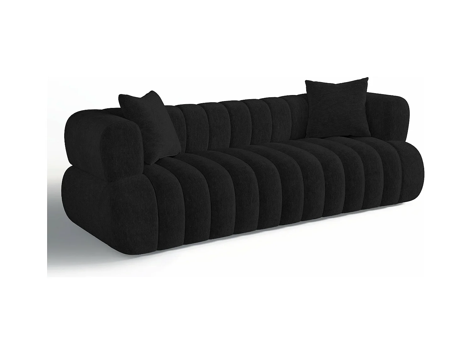 Canapé 3 places velours noir  225cm ROSS
