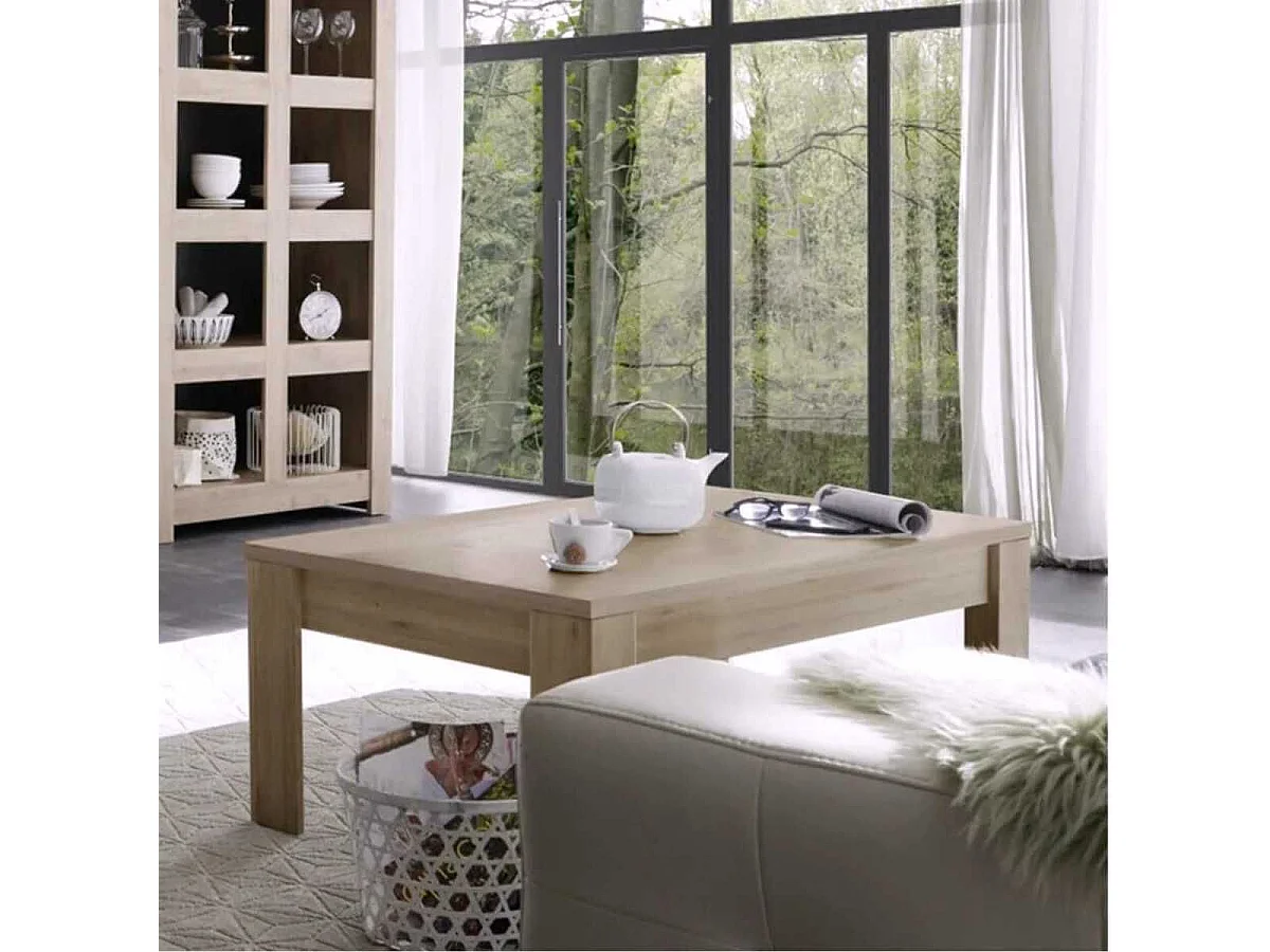 CADIZ - Table Basse Rectangulaire Plateau et Pieds Aspect Bois Cadiz