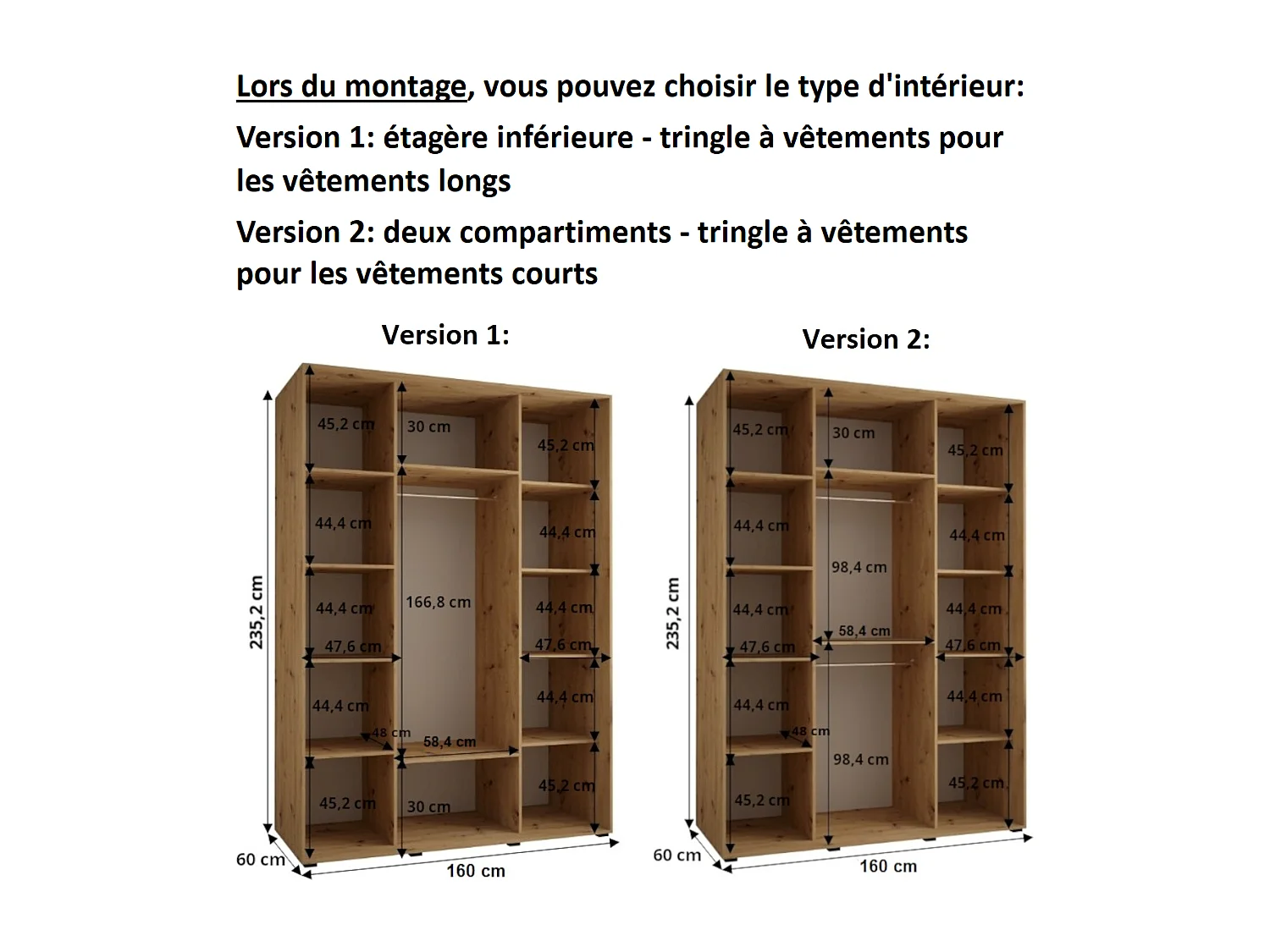 ARMOIRE DAVOS 13 À PORTES COULISSANTES 235,2/160/60 3 portes