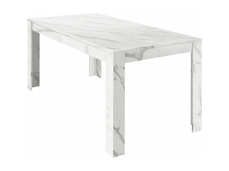 PIRALIA - Table Repas 180cm Aspect Marbre Blanc