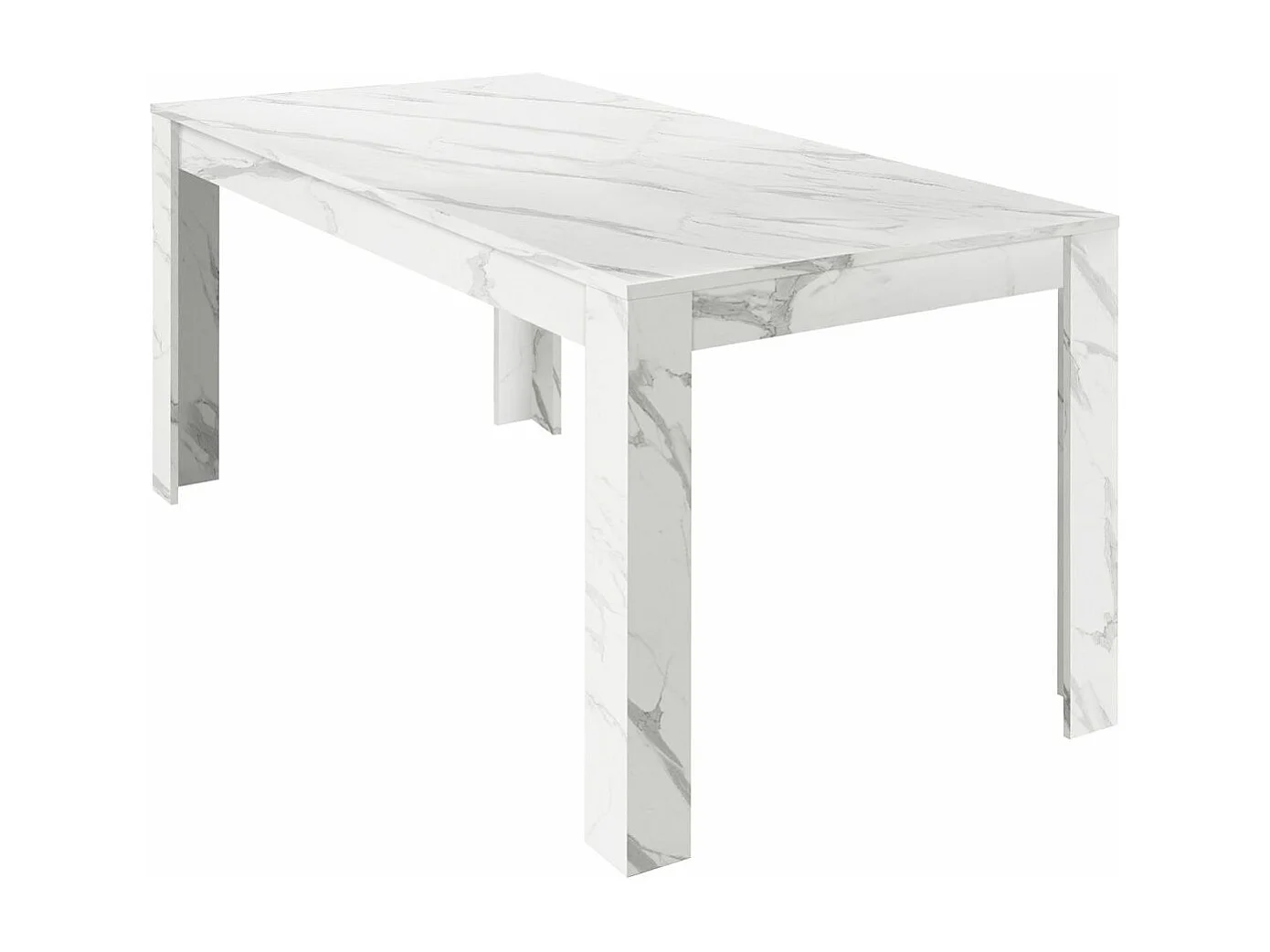 PIRALIA - Table Repas 180cm Aspect Marbre Blanc