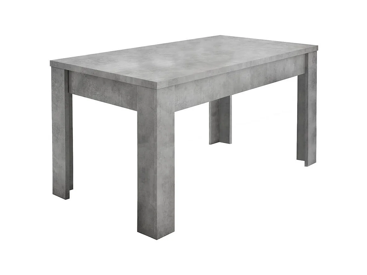 CIMENTO - Table Repas 180cm Plateau et Pieds Aspect Cimento