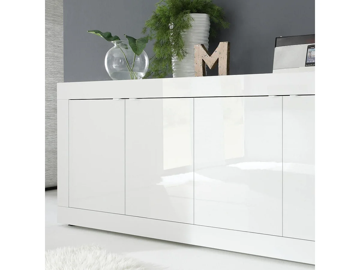 OTELLO - Buffet 4 Portes Finition Blanc Laqué Weiss