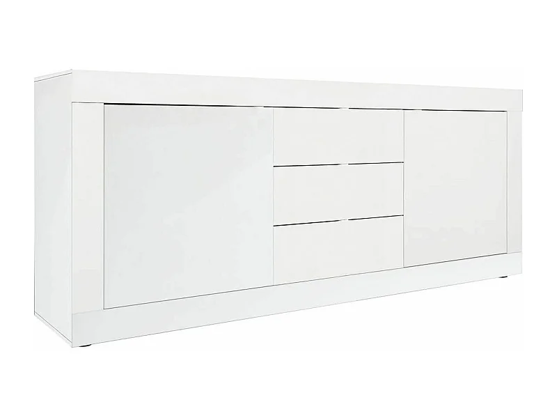 OTELLO - Buffet 2 Portes 3 Tiroirs Finition Blanc Laqué Weiss