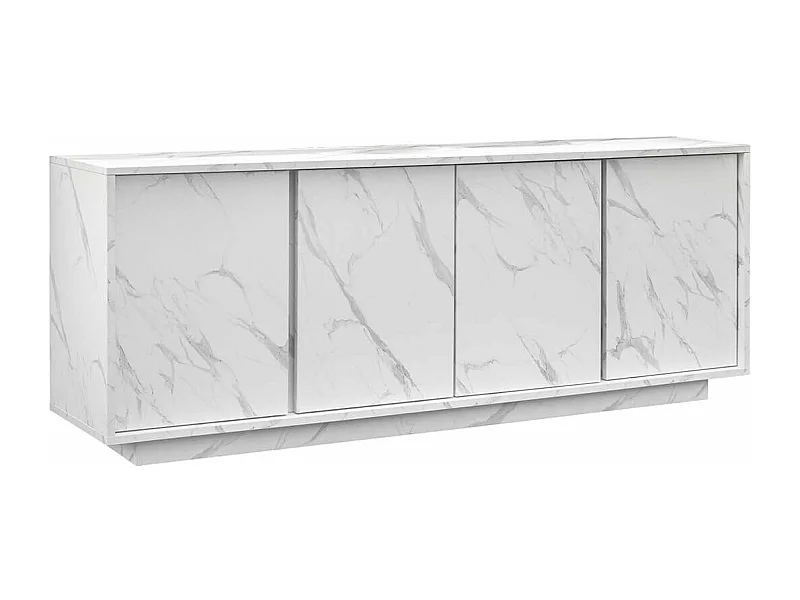 PIRALIA - Buffet 4 Portes Aspect Marbre Blanc