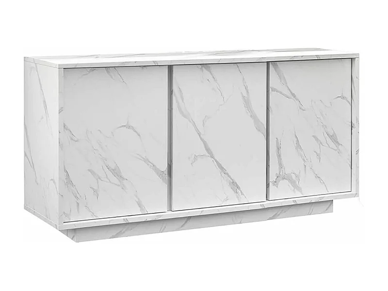 PIRALIA - Buffet 3 Portes Aspect Marbre Blanc