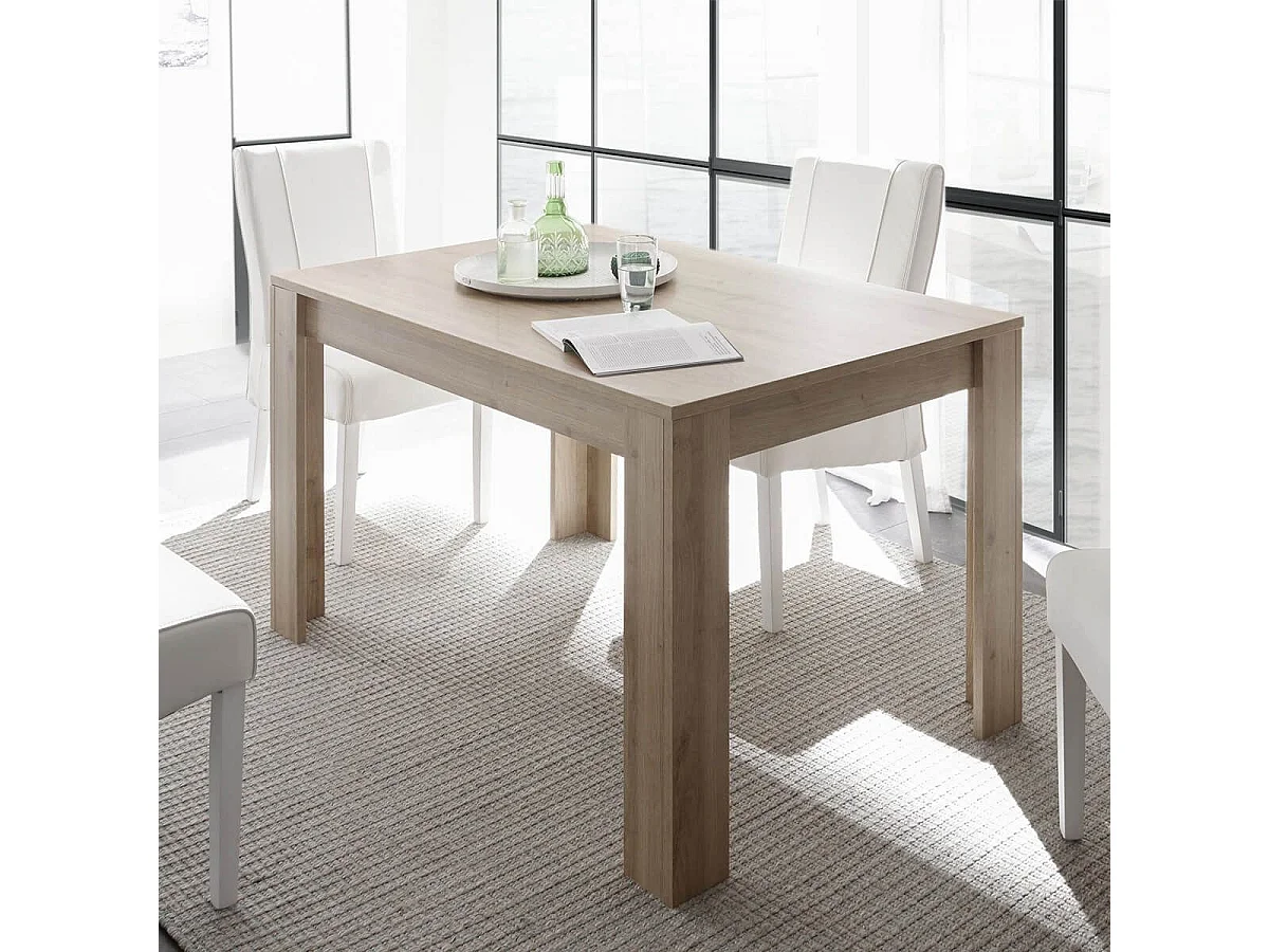 CADIZ - Table Repas Extensible Plateau et Pieds Aspect Bois Cadiz