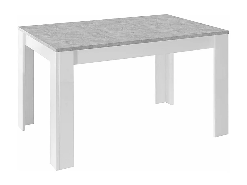 OTELLO - Table Repas Extensible Blanc Laqué Brillant Plateau Aspect Béton