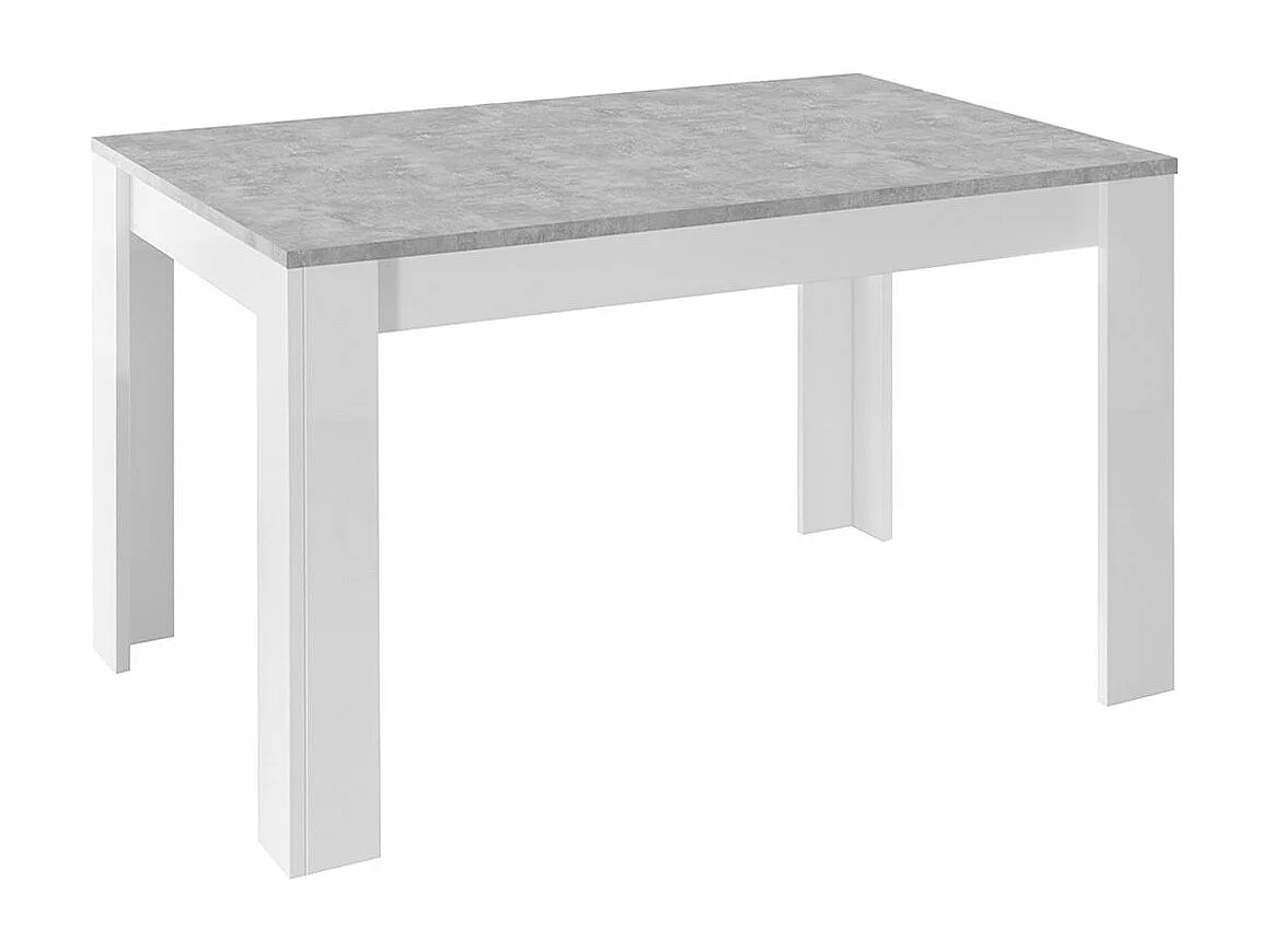 OTELLO - Table Repas Extensible Blanc Laqué Brillant Plateau Aspect Béton