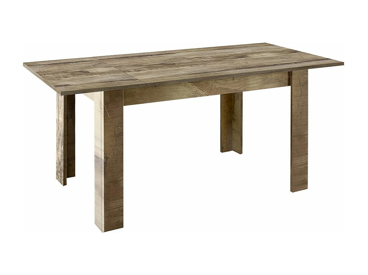 ANTIK - Table Repas Extensible Plateau et Pieds Aspect Bois Antik