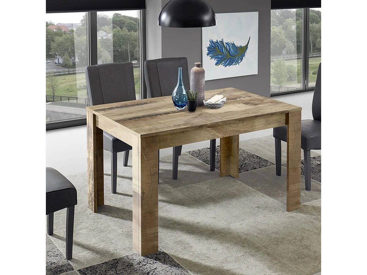 ANTIK - Table Repas Extensible Plateau et Pieds Aspect Bois Antik