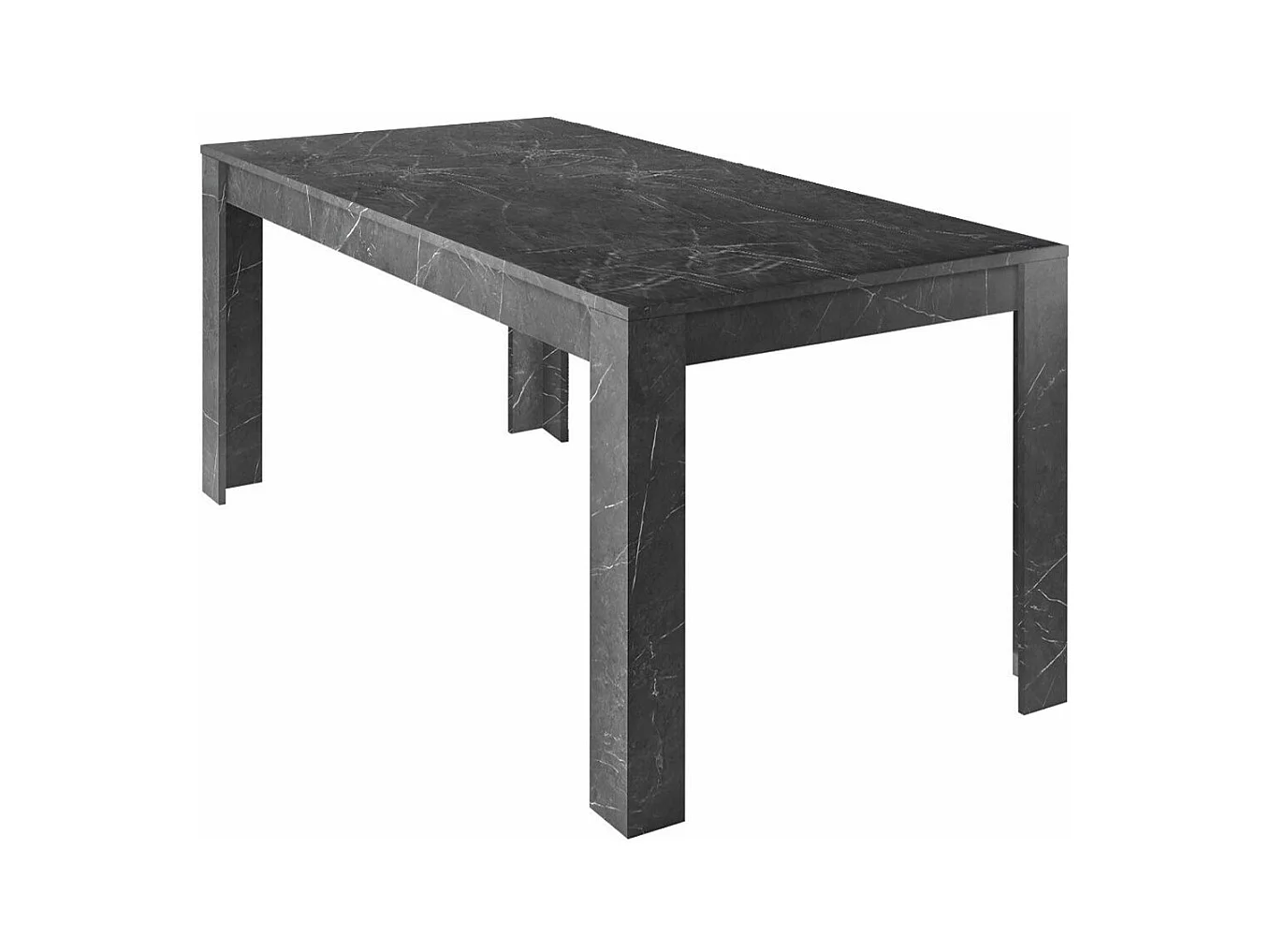 PIRALIA - Table Repas Extensible Aspect Marbre Gris Anthracite