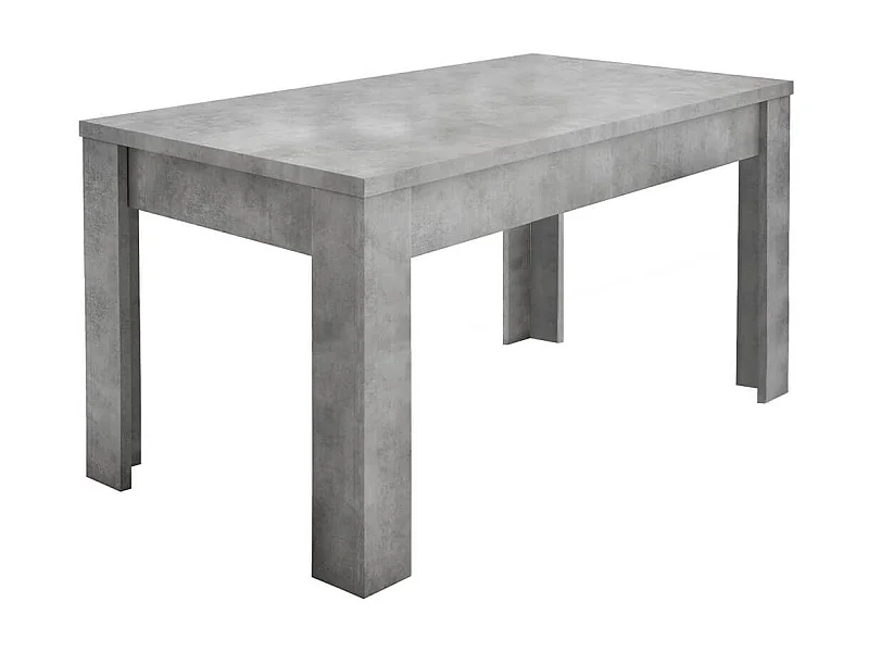 CIMENTO - Table Repas Extensible Plateau et Pieds Aspect Cimento