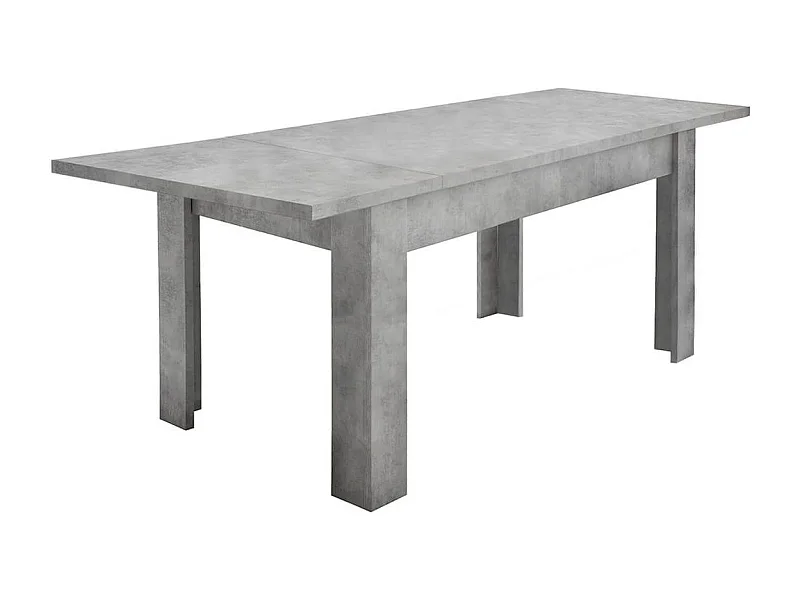 CIMENTO - Table Repas Extensible Plateau et Pieds Aspect Cimento