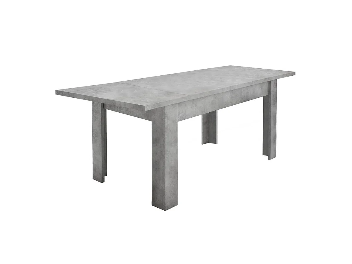 CIMENTO - Table Repas Extensible Plateau et Pieds Aspect Cimento