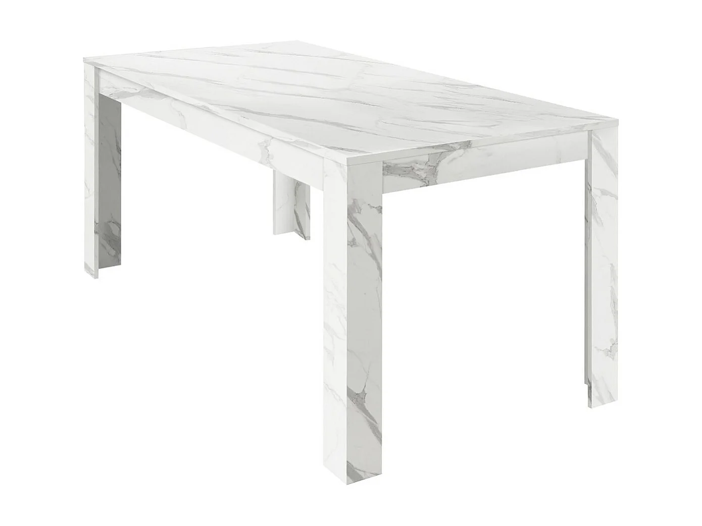 PIRALIA - Table Repas Extensible Aspect Marbre Blanc