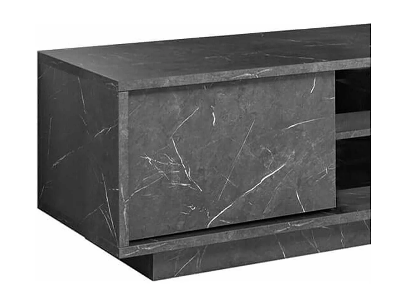 PIRALIA - Meuble TV 2 Portes Aspect Marbre Gris Anthracite