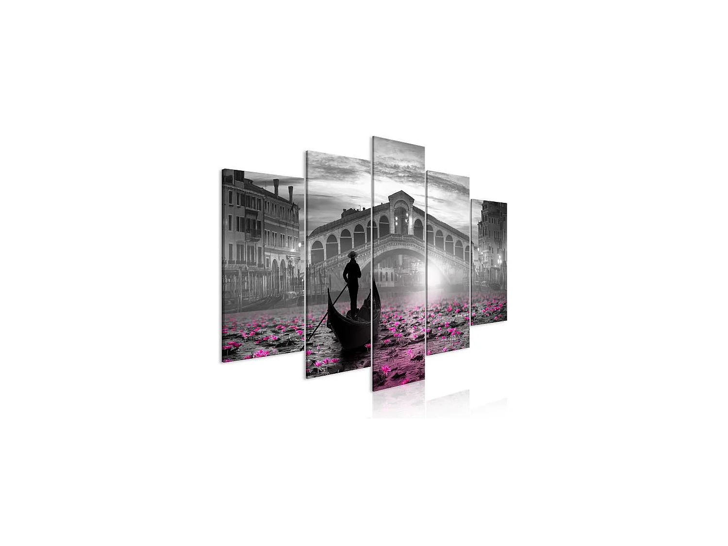 Tableau Villes Magic Venice (5 Parts) Wide Grey 100x50 cm