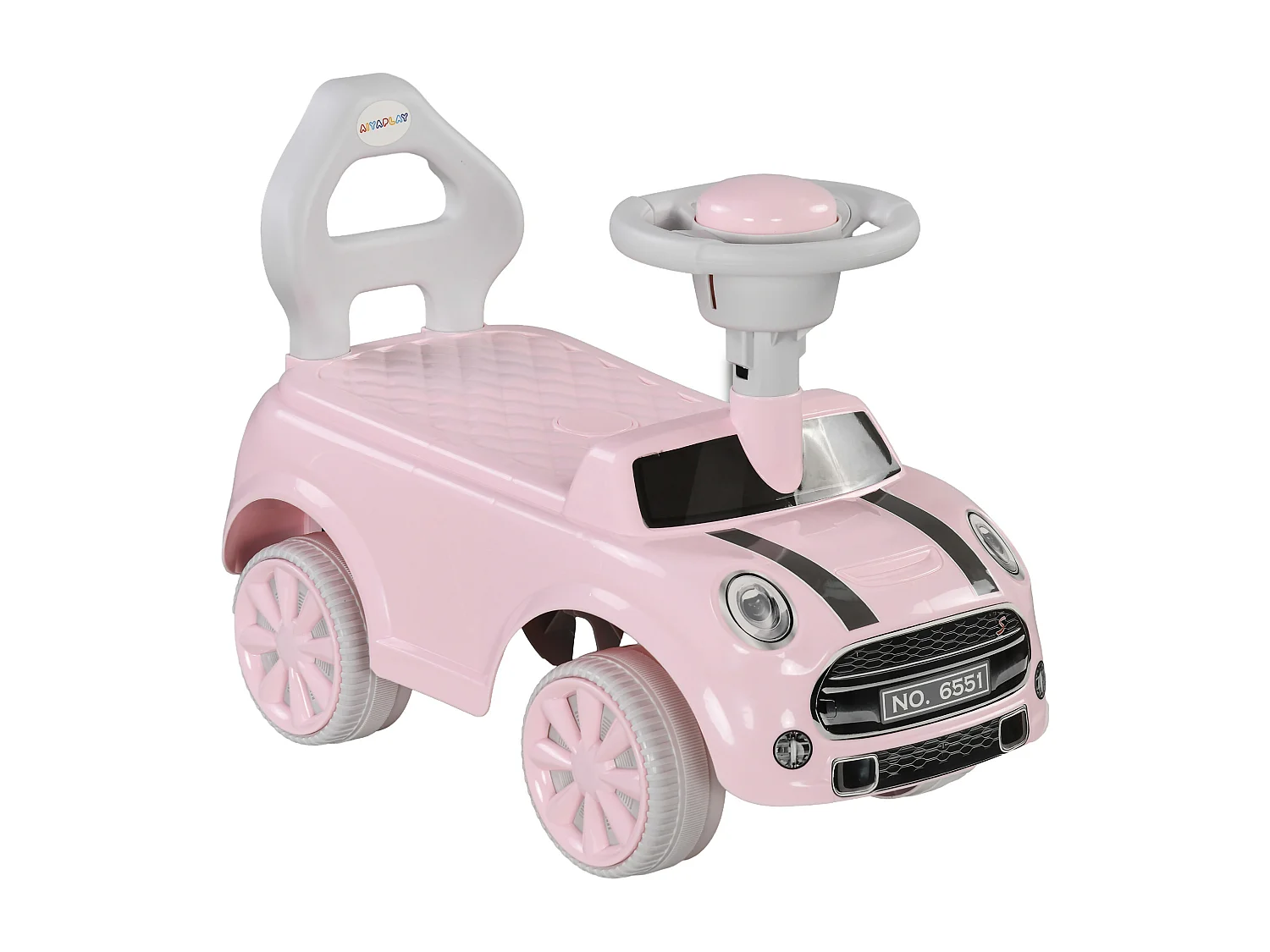 Porteur enfants 18-36 Mois volant klaxon et butée anti-bascule 53x25x35 cm rose
