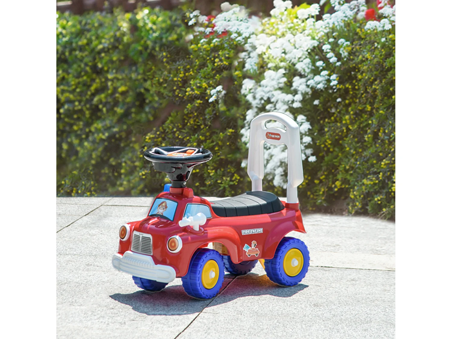 Porteur trotteur enfants véhicule à pousser camion de pompier 18-36 mois - Coffre phares musique - rouge