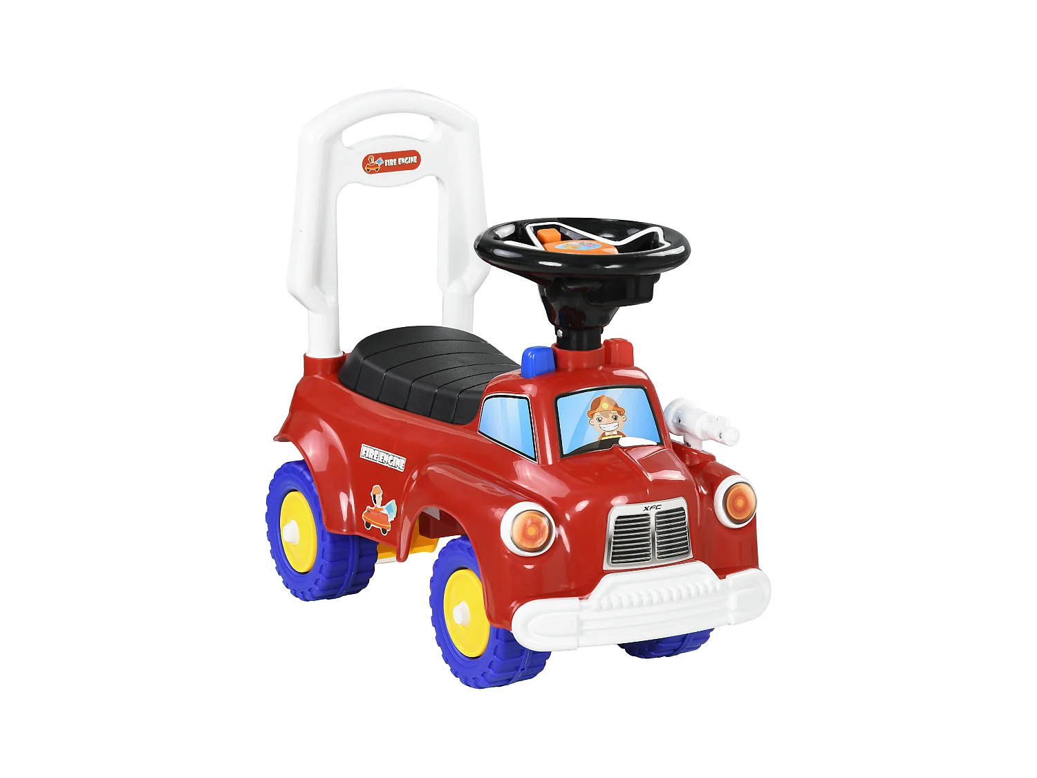 Porteur trotteur enfants véhicule à pousser camion de pompier 18-36 mois - Coffre phares musique - rouge