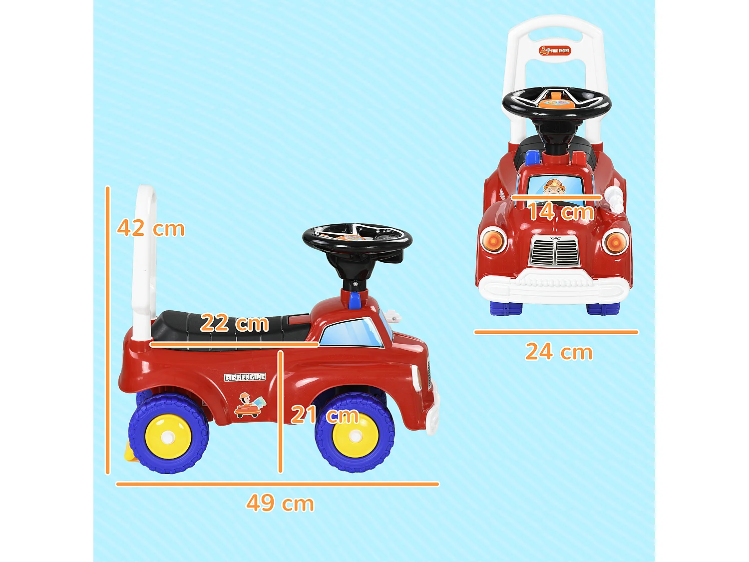 Porteur trotteur enfants véhicule à pousser camion de pompier 18-36 mois - Coffre phares musique - rouge