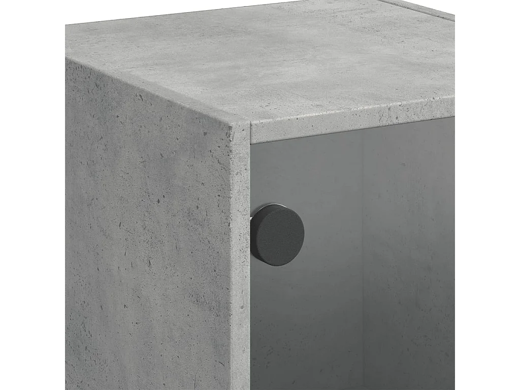 Buffet avec portes en verre gris béton 35x37x109 cm