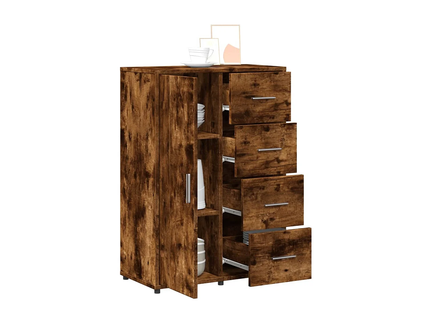 Buffet chêne fumé 60x31x84 cm bois d'ingénierie