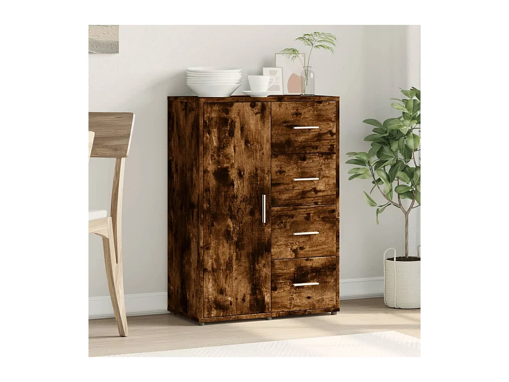 Buffet chêne fumé 60x31x84 cm bois d'ingénierie