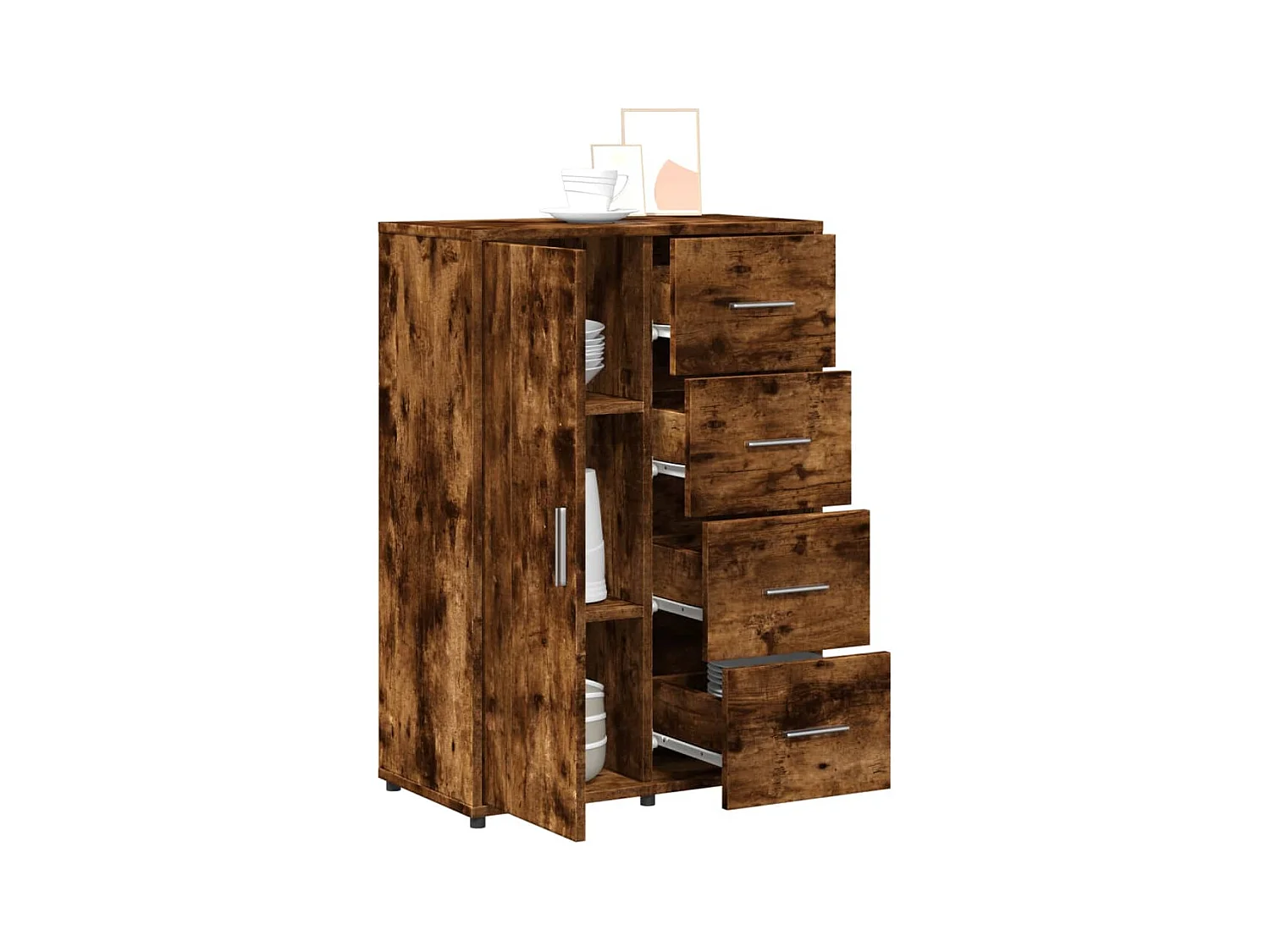 Aparador de madera de ingeniería roble ahumado 60x31x84 cm