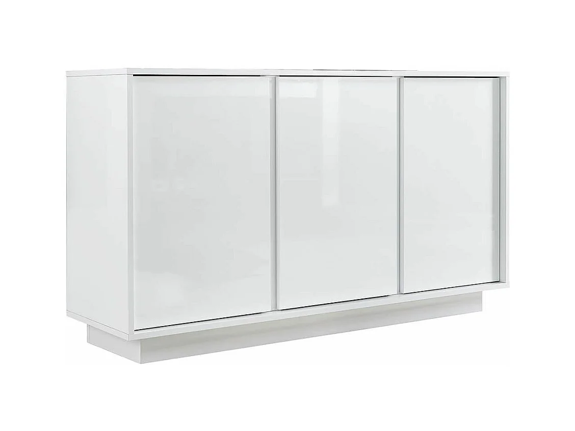 LYSIANE - Buffet 3 Portes Finition Blanc Laqué Brillant Weiss