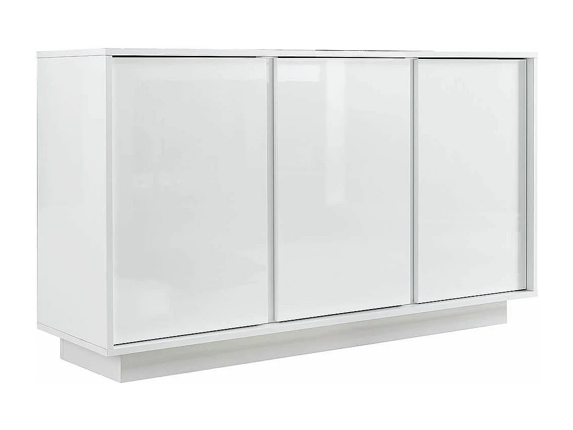 LYSIANE - Buffet 3 Portes Finition Blanc Laqué Brillant Weiss
