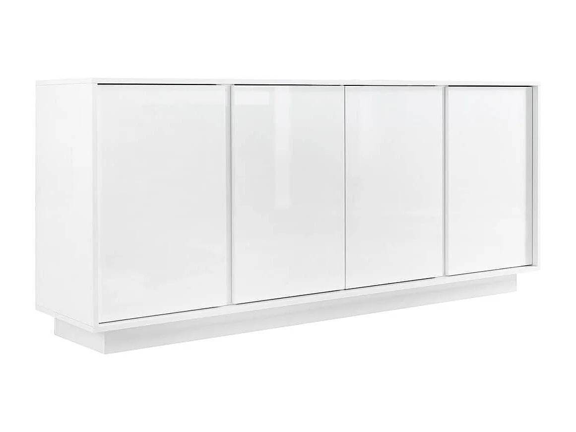 LYSIANE - Buffet 4 Portes Finition Blanc Laqué Brillant Weiss