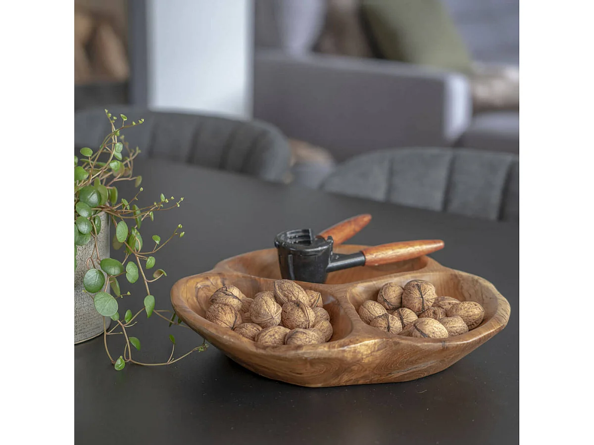 POKE - Décoration de Table 3 Compartiments Teck Massif