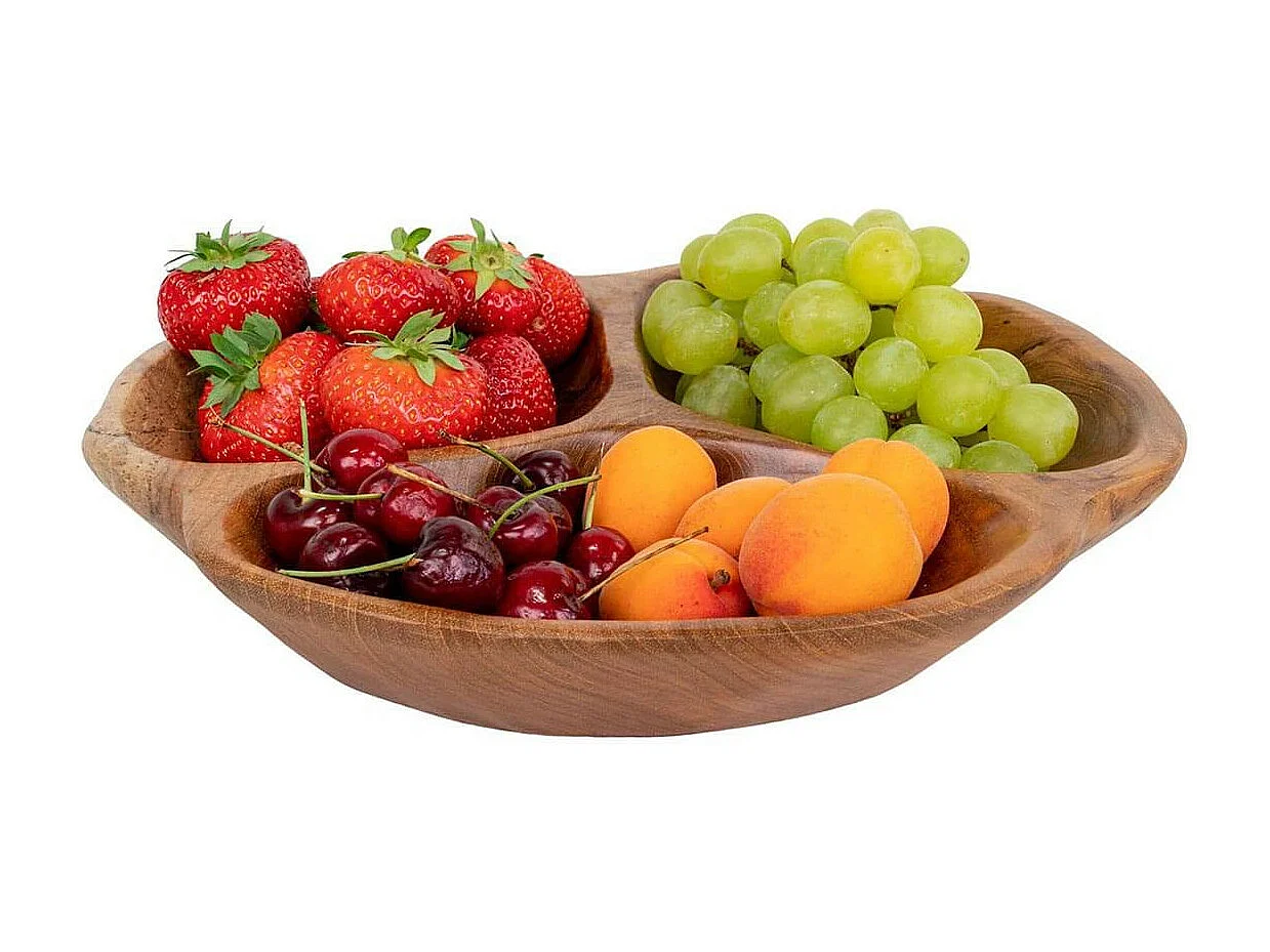 POKE - Décoration de Table 3 Compartiments Teck Massif