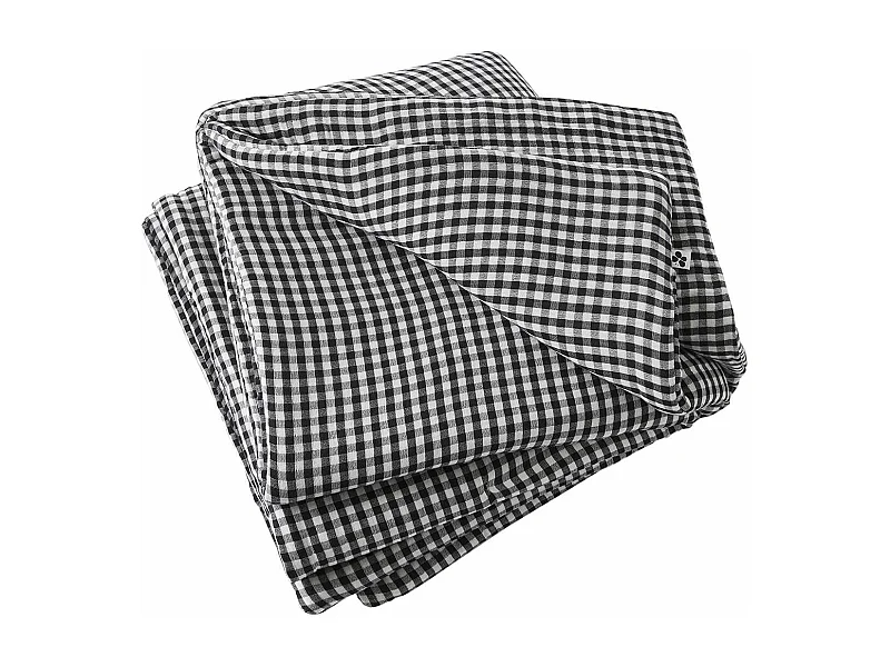 JOEL - Chemin de Lit  90x200cm Gaze de Coton Vichy Coloris Truffe